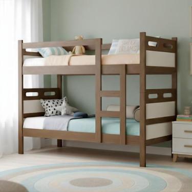 Imagem de Beliche Jaspe 2 Em 1 Vira Duas Camas Solteiro Em MDF Com Pés De Madeir