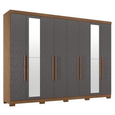 Imagem de Guarda Roupa Casal 8 Portas 4 Gavetas Master New com Espelho e Pés Jat