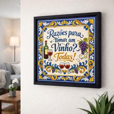 Imagem de Quadro Razões Para Tomar Um Vinho 33x33cm Mold Preta