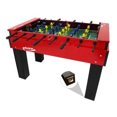 Imagem de Mesa Pebolim / Totó Oficial Varão Passante Luxo Klopf 1052, Preto e Ma