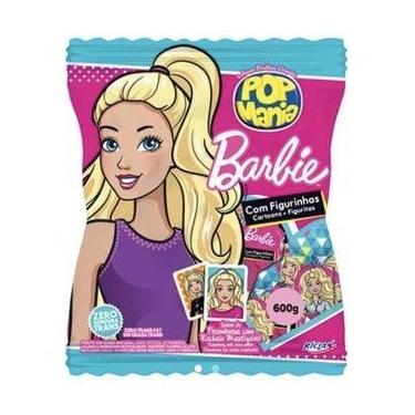 Imagem de Pirulito Barbie Pop Mania Famboesa com Figurinhas 600g - Riclan Alimen