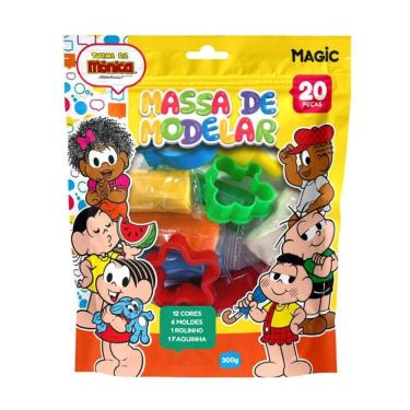 Imagem de Massa de Modelar - 12 Cores, 6 Moldes, 1 Rolinho e 1 Faquinha  - Turma da Mônica