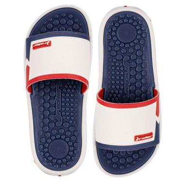 Imagem de Chinelo masculino slide pump ii rider 12424, Branco, Azul, 43/44