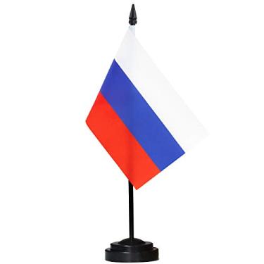 Imagem de Conjunto de bandeiras de mesa de luxo ANLEY Russia - 6 x 4 "miniatura de bandeira russa...