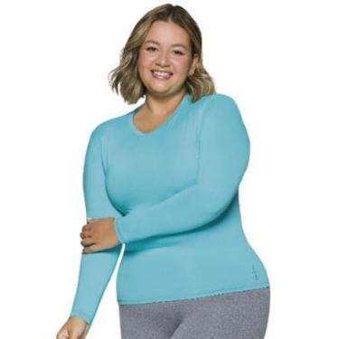 Imagem de Camiseta Selene Com Proteção Uv - Plus Size Feminina Azul-Feminino