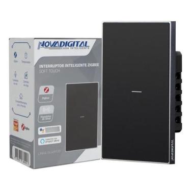 Imagem de Interruptor Inteligente Zigbee Linha Quartzo Novadigital 10 A 1 Botão 