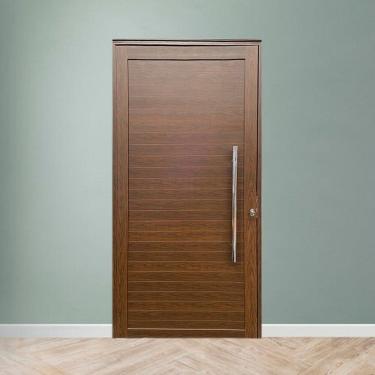 Imagem de Porta Pivotante com Puxador Linha Roma Amadeirada 210x120 Lado Esquerdo Marrom