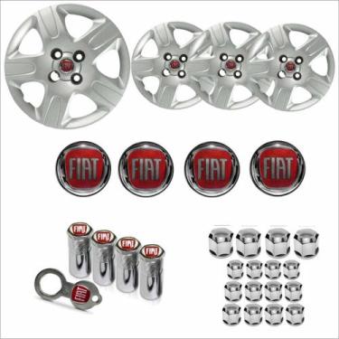 Imagem de Jogo Calota Aro 14 Strada 2013 à 2020 Fiat + Emblema Resinado + Tampa 