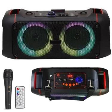 Imagem de Caixa de Som Amplificada Bluetooth Karaoke Com Microfone Portátil - AT