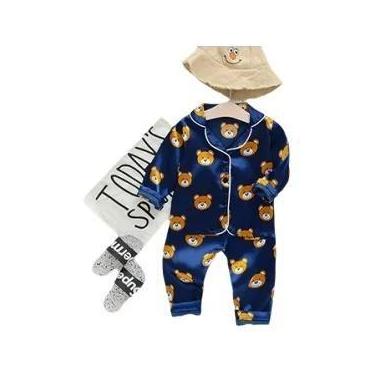 Imagem de Conjuntos De Pijamas De Seda Para Bebês Meninas E Meninos Com Estampa 