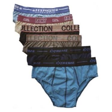 Imagem de Kit com 5 cuecas adulto em poliéster com elástico exposto (modelo slip