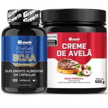 Imagem de Bcaa 120 Caps + Creme Avelã Fit 500g Growth Supplements