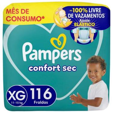 Imagem de Fralda Pampers Confort Sec Tam. XG 11 a 15kg 116 Unidades, XG, 116