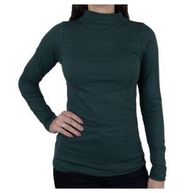 Imagem de Blusa Feminina LZT Canelada ML Gola Alta Verde - 809-Feminino