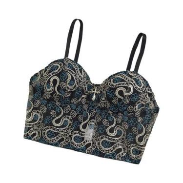 Imagem de Top Cropped Feminino Luxuoso Com Bordado De Cobra Em Tule, Estilo Y2K,