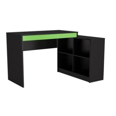 Imagem de Mesa Gamer com Nichos B24 Nova Mobile Preto e Verde - Emovell