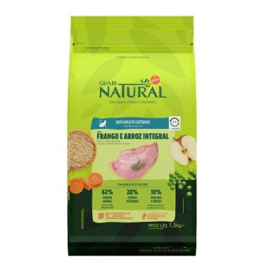 Imagem de Ração Guabi Natural Gato Adulto Castrados Frango/Arroz 1,5Kg - Brf