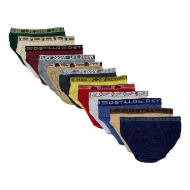 Imagem de Kit 12 Cuecas Slip Infantil 100% Algodão Tradicional Atacado - - Somel