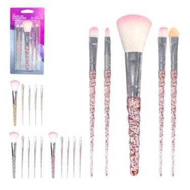 Imagem de Kit Pincel Maquiagem Glitter 5 Pinceis Sobrancelha Art Beaut - Art Bea