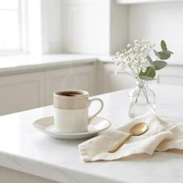 Imagem de Conjunto 4 Xícaras De Café Regalis Porcelana Com Pires 90ml - Hauskraf