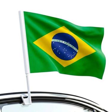 Imagem de Bandeirinha Do Brasil Com Suporte E Haste Para Vidro De Carro 45 Cm - 