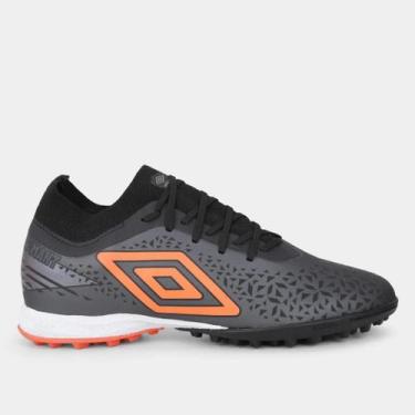 Imagem de Chuteira Society Umbro Adamant Premier, Preto, Laranja, 35, Unissex