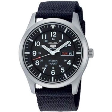 Imagem de Seiko Relógio masculino 5 automático SNZG15K1, Preto, Moderno