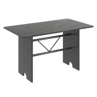 Imagem de Mesa para Cozinha 120x75cm Tampo Ardósia Cinza/Martelado Prata/Indiano