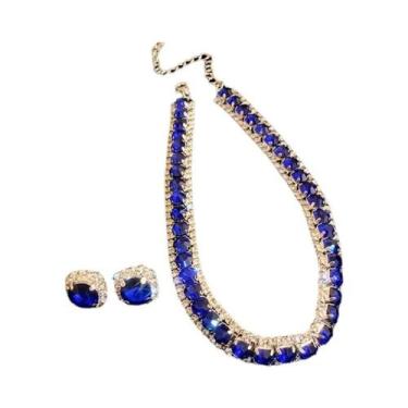 Imagem de Conjunto De Colar E Brincos De Cristal Verde Com Strass Para Mulheres,