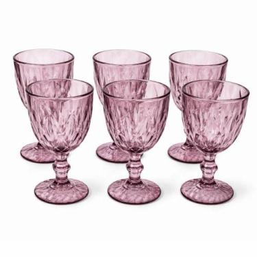Imagem de Jogo 6 Taças de Vidro Diamond 315ML Design Lapidado para Água Sucos Re