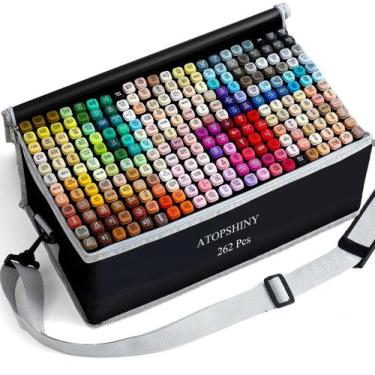 Imagem de Conjunto de Marcadores à Base de Álcool ATOPSHINY com 262 Cores e Pont