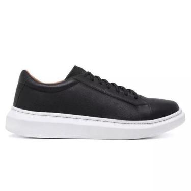Imagem de Tenis Casual Sneaker Masculino Couro Bovino Legítimo Sola Alta Sapatên