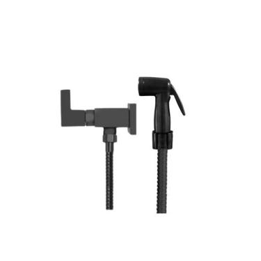 Imagem de Ducha Higiênica Quadrada Luxo 100% Metal Black Preto Fosco - MR BANHO