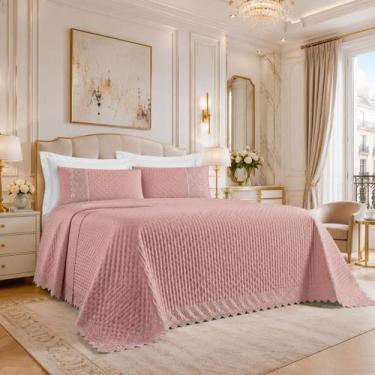 Imagem de Cobre Leito London 100%algodão Casal King Luxo Conforto COR:ROSA - De 