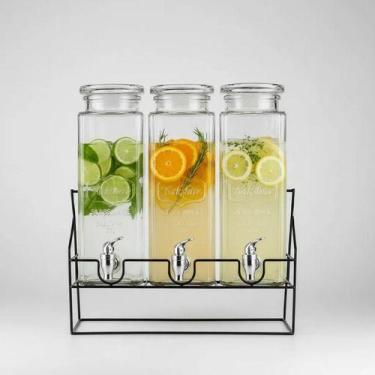 Imagem de Dispenser Bebidas Kit Com 3 Vidro 6,6L Festa Evento Torneira - Yeet