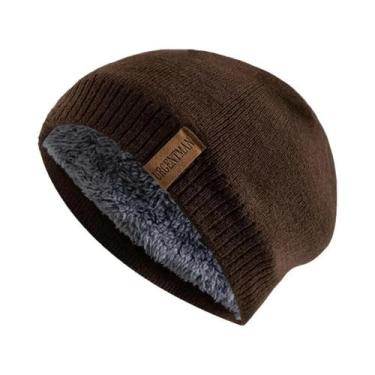 Imagem de Gorro De Inverno Unissex Em Tricô, Cor Sólida, Forrado Com Pelo Quente