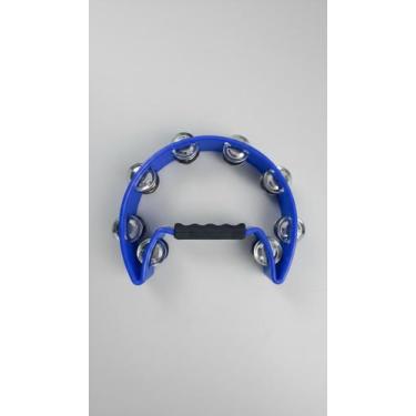 Imagem de Pandeiro Meia Lua 22cm 16 Platinelas Azul - Congratulations Store
