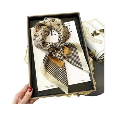 Imagem de Lenço De Seda Luxuoso Com Estampa De Corrente 70x70cm Para Mulheres, L