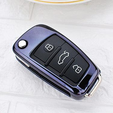 Imagem de WSWJDW TPU Car Key Case Cover Keychain Ring Key Bag, apto para Audi A3 8p 8v A4 B7 B8 B5 B9 A1 A5 Q7 Q7 Q5 A6 4f C6 C5 C7 C4 Tt Q3 S3 A7 A8 C4 TT 8N, Preto