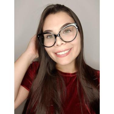 Imagem de Armação Óculos de Grau Feminina Gatinho Bali Preta-Feminino