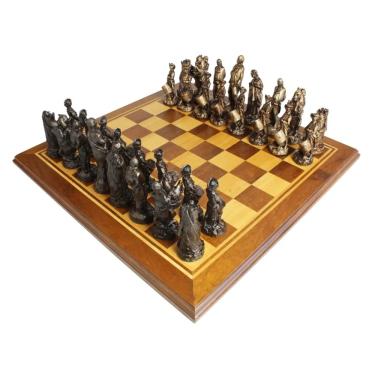 Imagem de Tabuleiro de xadrez Luxo Guerra da Ind. Americana 32 Peças