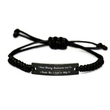 Imagem de SpreadPassion Bracelete de corda preta guia exclusivo, I Hate Being Awesome But I'm a Guide So I Can't Help It, Inspire Presentes para homens e mulheres
