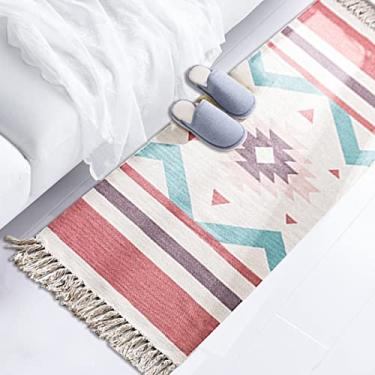 Imagem de jia Cool, Tapete estilo boêmio para cozinha, tapete lavável, tecido de algodão pequeno, tribo boêmio, borla estilo boêmio, tapete de banheiro, quarto, corredor, sofá, carpete (61 x 180 cm)