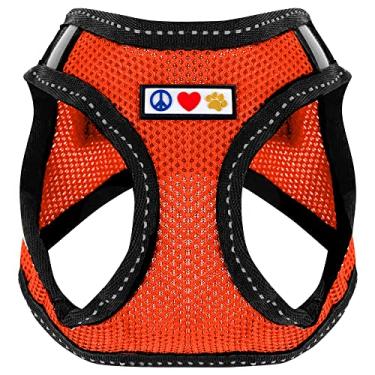 Imagem de Pawtitas peitoral de malha reflexiva para cães, peitoral para o pé ou colete, controle de conforto, treinamento de caminhada do seu filhote/cachorro grande arnês laranja