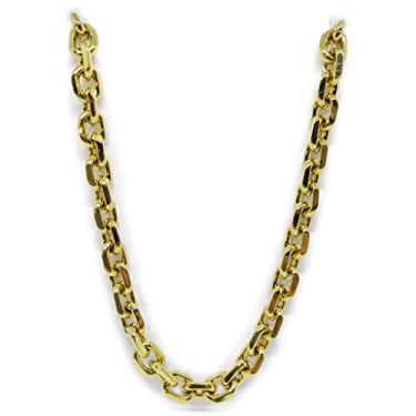 Imagem de Cordão Masculino Colar Corrente 8 mm Aço Banhado a Ouro