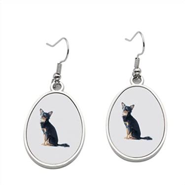 Imagem de Retrato de brinquedo russo preto terrier isolado em branco brinco - brincos pendurados para meninas - presente de festa de aniversário dos namorados