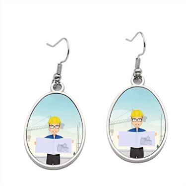 Imagem de Brinco de construção de trabalhador – Brincos pendentes para meninas – Presente de festa de aniversário dos namorados