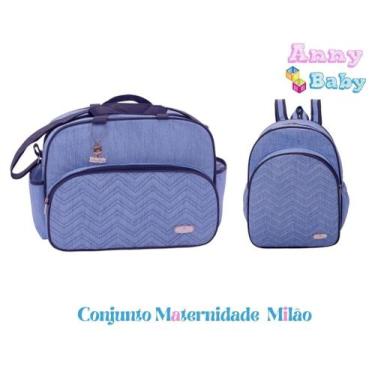 Imagem de Conjunto Bolsa G + Mochila G Maternidade Milão Azul - Cbg0016 - Lilian