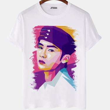 Imagem de Camiseta masculina Lee Know Stray Kids Kpop Arte Camisa Blusa Branca Estampada