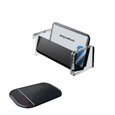 Imagem de Enyuwlcm Suporte de cartão de visita para mesa suporte de cartão de visita para cartões, cartões, mesas e mesas de escritório, Black/Clear